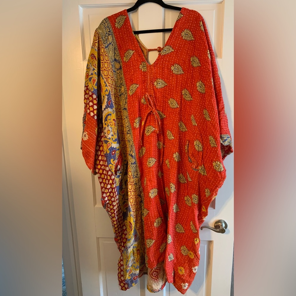 Bohemian Red and Yellow Kaftan Dress by Kantha Bae